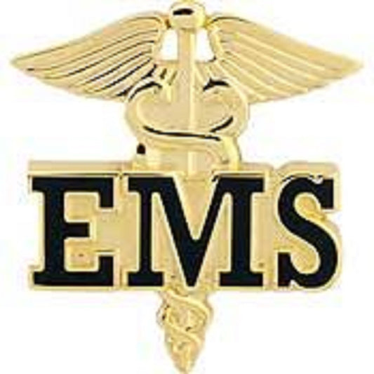 FIRE & EMS, EMERGENCY MEDICAL SERVICES CADUCEUS - Original Artwork, Expertly Designed PIN - 1"
