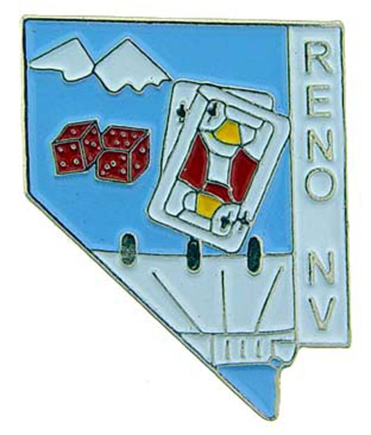 USA STATES, NV RENO MAP - Original Artwork, Expertly Designed PIN - 1"