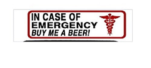 In Case Of Emergency Buy Me A Beer Helmet Stickers - Artwork Decals, 4" x 1"