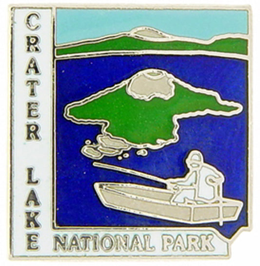 USA STATES, National Park CRATER LAKE - Original Artwork, Expertly Designed PIN - 1"