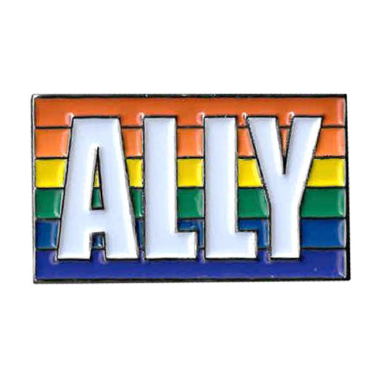 TRANSGENDER RAINBOW FLAG 'ALLY' PIN - Transgender Flag Gay Pride "ALLY" Novelty Backpack Enamel Lapel PIN