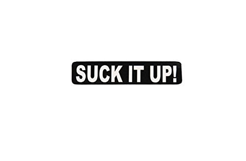 Suck It Up Motorcycle Helmet Stickers - Novelty Artwork Biker Decals, 4" x 1"