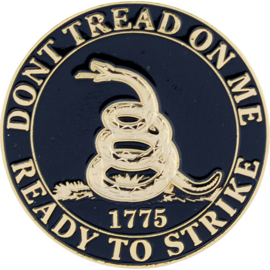 USA & PATRIOTIC, DONT TREAD ON ME Ready To Strike - Artwork, Expertly Designed PIN Black - 1.5"