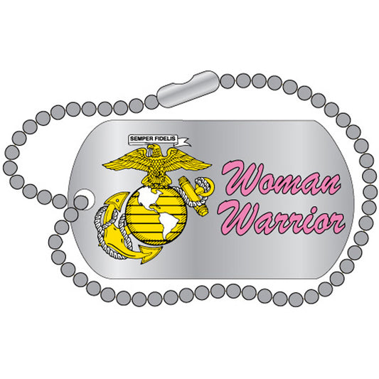U.S. MARINES, WOMAN WARRIOR DOG TAG - Original Artwork, Expertly Designed PIN - 1.25"