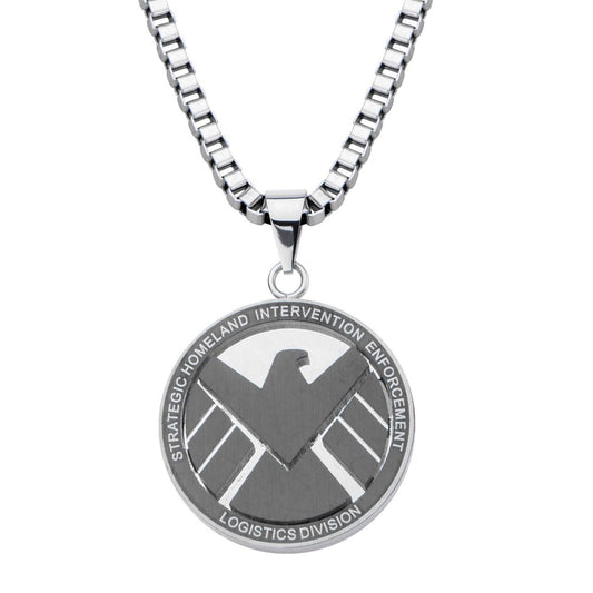 Marvel S.H.I.E.L.D Necklace - S.H.I.E.L.D Symbol Eagle Logo Stainless Steel Pendant Necklace Chain.