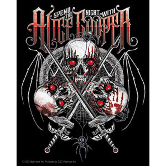 ALICE COOPER, VAMPIRE SKULL STICKER - Spend Night with Alice Cooper, Orignal Artwork Vinyl - Decal STICKER - 4" x 5"