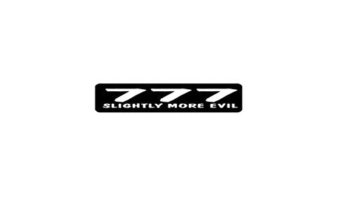 777 Slightly More Evil Motorcycle Helmet Stickers - Novelty Biker Decals, 4 x 1"