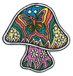 Butterfly Mushroom - Dan Morris, Sew on 100% Embroidered PATCH for Jeans, Jackets, Pants for Men Women and Kids