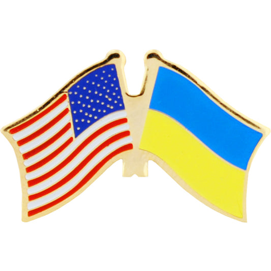 INTERNATIONAL, USA & UKRAINE Cross Flags - Original Artwork, Expertly Designed PIN - 1.125"