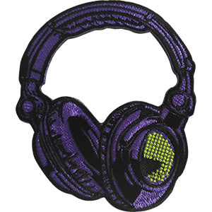PURPLE HEADPHONES - Original Musical Artwork, Embroidered Iron On PATCH, 3.3" x 3.8"