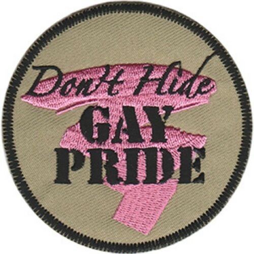Don't Hide Gay Pride, LGBTQ Artwork Embroidered Iron On Patches, 3" x 3" Sew On Patch