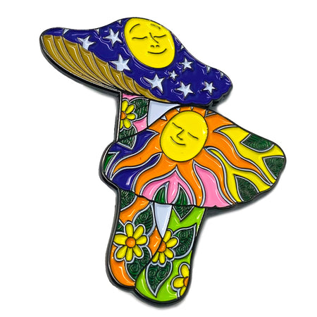 DAN MORRIS MUSHROOMS PIN - Mushrooms w/ Extra Thick Raised Epoxy Resin Shiny Enamel Lapel Pin - 2" x 1.74"