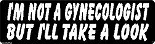 I'm Not A Gynecologist But I'll Take A Look Biker Helmet Sticker Decals, 4 x 1"