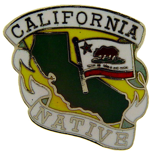 US STATES PIN, CALIFORNIA NATIVE - Novelty Patriotic Enamel Lapel PIN - 1"