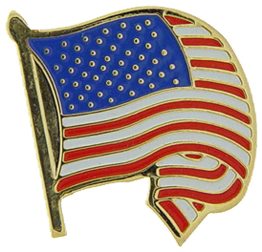 USA & PATRIOTIC, USA FLAG WAVY CURLED - Original Artwork, Expertly Designed PIN - 1"