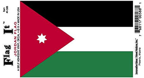 Jordan Flag Decal For Auto, Truck Or Boat - 3.5" x 5" - High Gloss UV Coated Laminate Water Proof Sticker DECAL