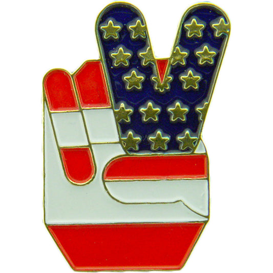 USA & PATRIOTIC, USA PEACE SIGN HAND - Original Artwork, Expertly Designed PIN - 1"
