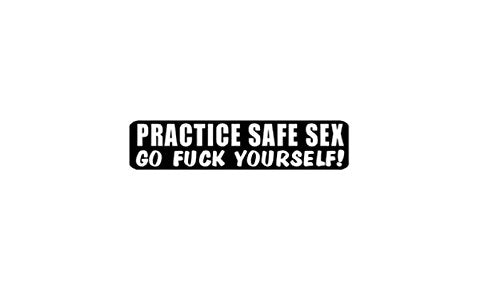 Practice Safe S@@ Motorcycle Helmet Stickers - Novelty Artwork Decals, 4" x 1"
