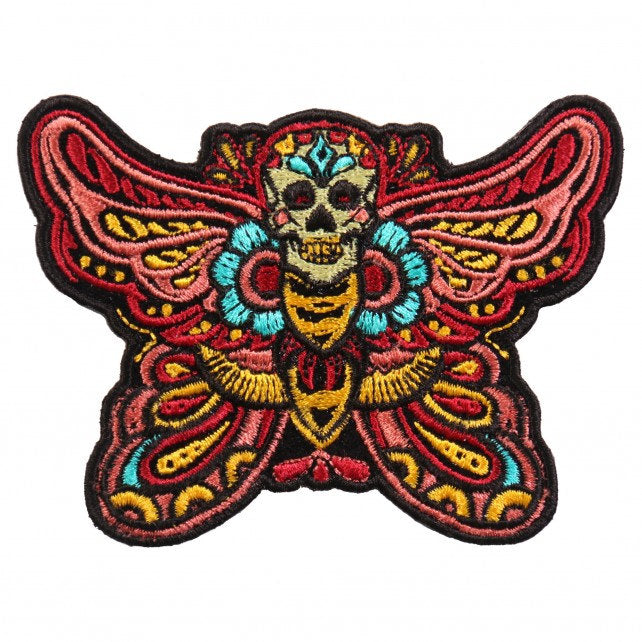 SUGAR BUTTERFLY, High Thread Embroidered Iron-On / Saw-On, Heat Sealed Backing Rayon PATCH - 4" x 3"