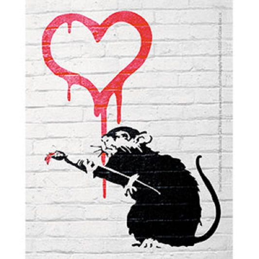 BANKSY's GRAFFITI STICKER - Heart Rat Art by Graffiti Artist Banksy Orignal Artwork Vinyl STICKER - 3.75" x 5"