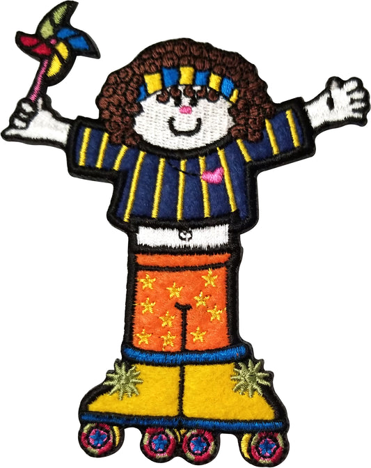 Roller Skater - Cheri Strole Artwork Embroidered Iron On Patches, 3.5" x 4.5"