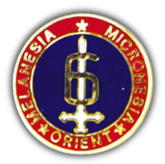 U.S. MARINES, 6TH Division MELANESIA MICRONESIA ORIENT - Artwork, Expertly Designed PIN - 1"