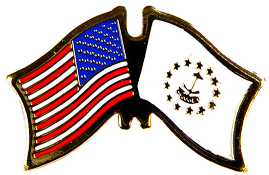 USA STATES, USA & RHODE ISLAND Cross Flags - Original Artwork, Expertly Designed PIN - 1.125"