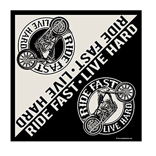Signature Bikers Bandanas Collection Original, 21" x 21" - BANDANA CIRCLE BIKE, "Ride Fast, Live Hard"