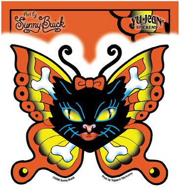 Sunny Buick - Kitty Crossbones Butterfly - Sticker / Decal