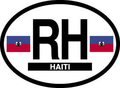 HAITI FLAG, Waterproof UV Coated, Famous Reflective OVAL Sticker DECAL , 3.5" x 4.75"