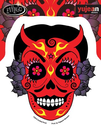 Evilkid, LA DIABLITA, UV In/Out Weather Protected, Extra Long Lasting Die-Cut Vinyl STICKER / DECAL - 4.9" x 4.4"