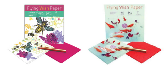 Flying Wish Paper Combo Pack, Koi Pond + Just Bee, Mini Kit Combos, Write it, Light it, Watch it Fly, 2 x Mini Kits - 5" x 5" Each