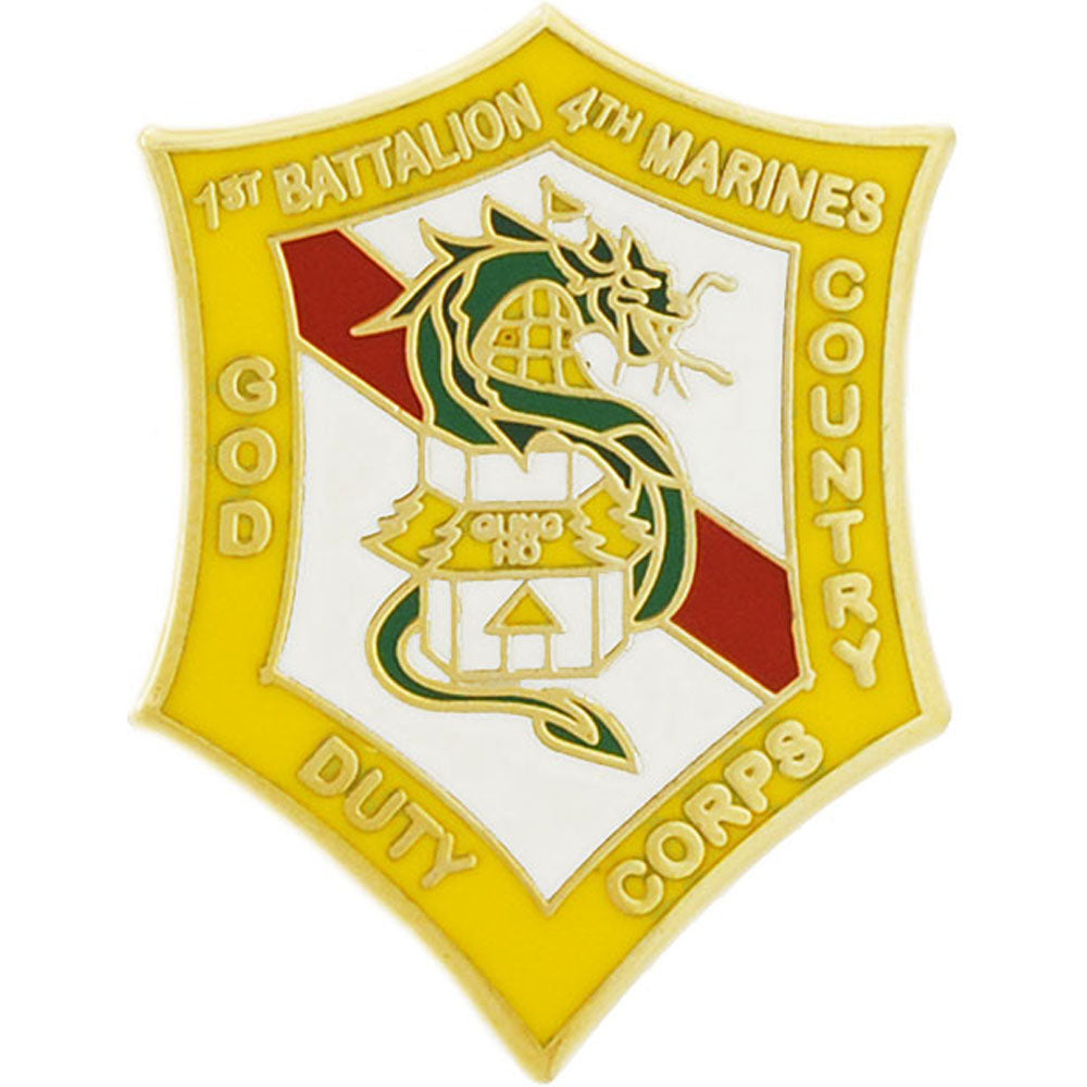 U.S. MARINES, 001ST Battalion 4TH Marine GOD DUTY COUNTRY - Artwork, Expertly Designed PIN - 1"