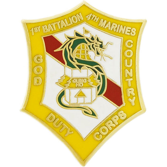 U.S. MARINES, 001ST Battalion 4TH Marine GOD DUTY COUNTRY - Artwork, Expertly Designed PIN - 1"