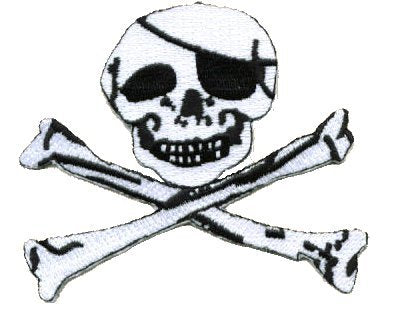 Skull with Bones iron-on embroidered patch
