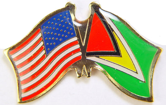 INTERNATIONAL, USA & GUYANA Cross Flags - Original Artwork, Expertly Designed PIN - 1.125"