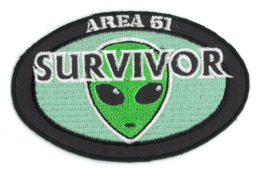 AREA 51 SURVIVOR - Original Artwork by Matt Stewart, Embroidered Iron On PATCH, 3.5"