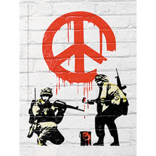 BANKSY's GRAFFITI PEACE STICKER - Soldiers Painting Peace by Graffiti Artist Banksy Artwork Vinyl STICKER - 3.5" x 5"