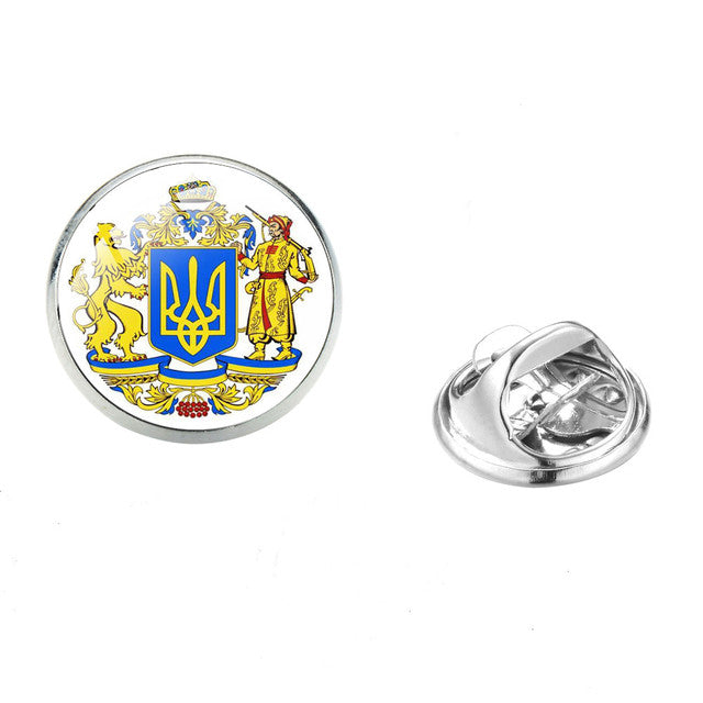 THE UKRAINIAN SYMBOL PIN with Glass Cabochon-Like Top, Lapel PIN, 1.6cm