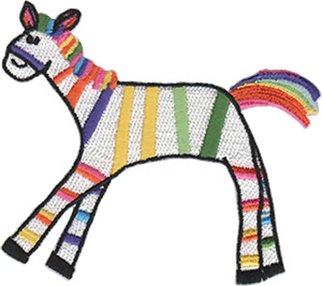Zebra - Cheri Strole Artwork Embroidered Iron On Patches, 3.45" x 3.88" Patch