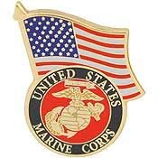 United States Marine LOGO W/USA FLAG - Premium Quality, Expertly Designed PIN - 1.25"
