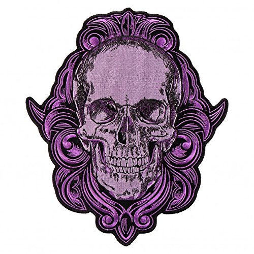 GRAPHIC SKULL, High Thread Embroidered Iron-On / Saw-On, Heat Sealed Backing Rayon PATCH - 10" x 11"