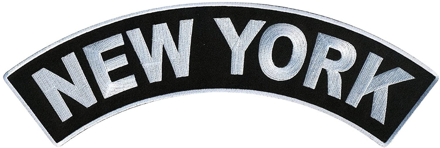 NEW YORK TOP ROCKER, PATCH - US States NEW YORK High Thread Iron-On Heat Sealed Backing Sew-On Large Patch - 12” x 3”