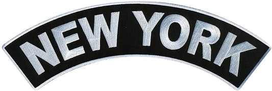 NEW YORK TOP ROCKER, PATCH - US States NEW YORK High Thread Iron-On Heat Sealed Backing Sew-On Large Patch - 12” x 3”