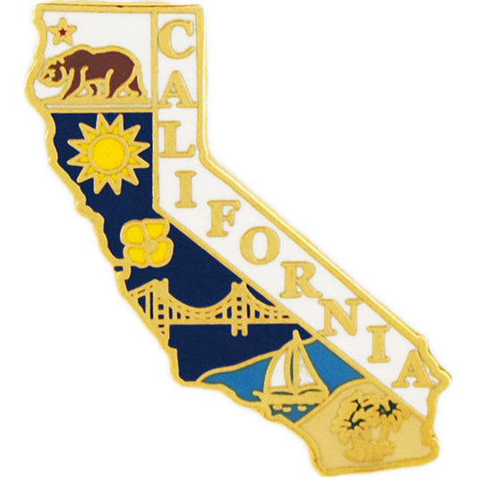 USA STATES, CALIFORNIA Map - Original Artwork, Expertly Designed PIN - 1"
