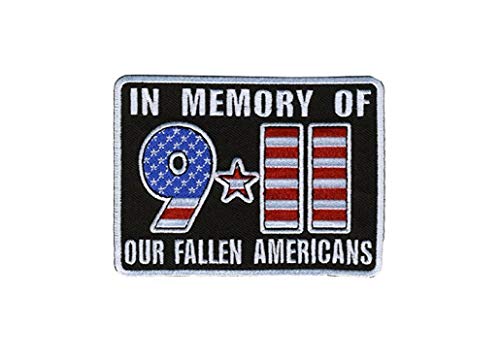 IN MEMORY OF 9-11 OUR FALLEN AMERICANS PATCH - Officially Licensed Heat Sealed Backing Sew Iron - On PATCH - 4" x 3"