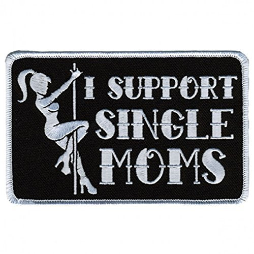 I SUPPORT SINGLE MOMS, Iron-On / Saw-On Rayon PATCH - 5" x 3", Exceptional Quality