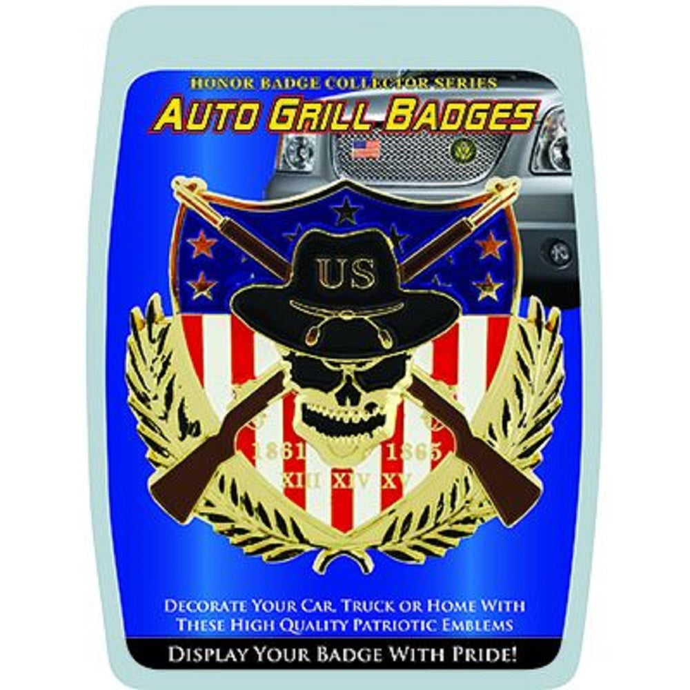 CIVIL WAR, Cross Rifle - Polished Finish, Weatherproof Car Auto Grill Badge - 3.25"