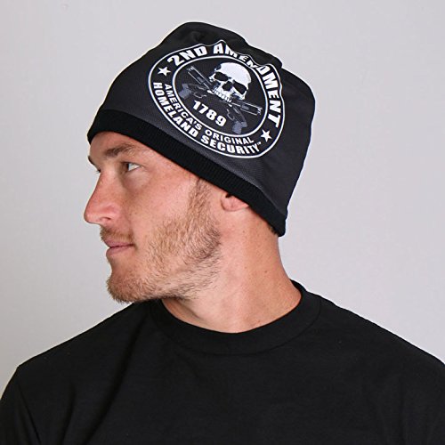 2ND AMENDMENT, Soft Cotton with bright sublimated design, Snug Fit BEANIE - Black
