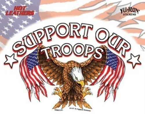 Support Our Troops Eagle Biker 6.75" x 5.25" Die-Cut Decal STICKER